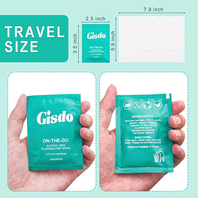 200 pcs Fragrance Free, Plant Based Wet Wipes, Aloe Vera for Butt, Hands, Face Cleaning, Sufficient Quantity, Individual Wrapped, Portable Size, Ideal for Daily Use