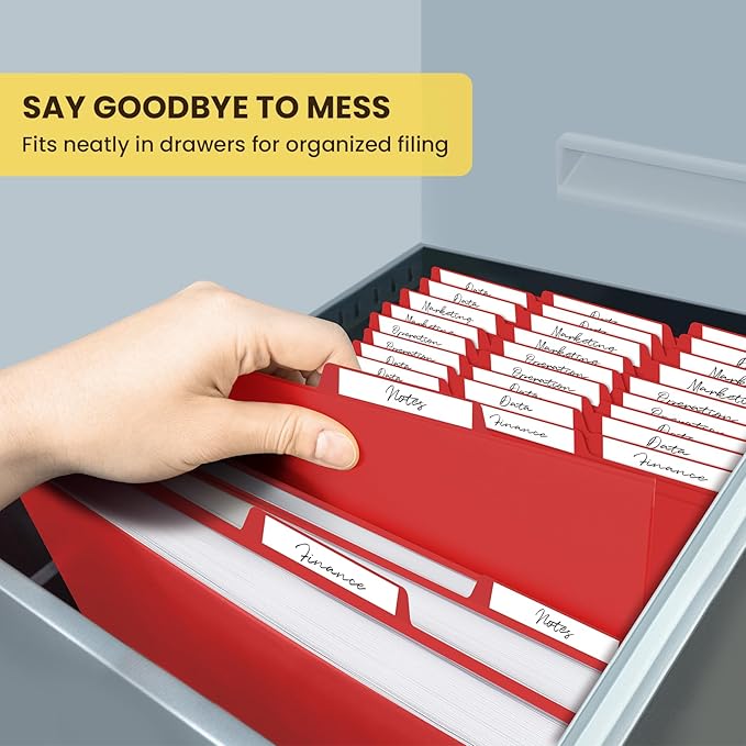 Colored File Folders Letter Size, 60 Pack Red Folders 1/3 Cut Tabs, Assorted Pastel Color Office School Buiness Folders for Filing Organization, Paper File Folder Bulk Set