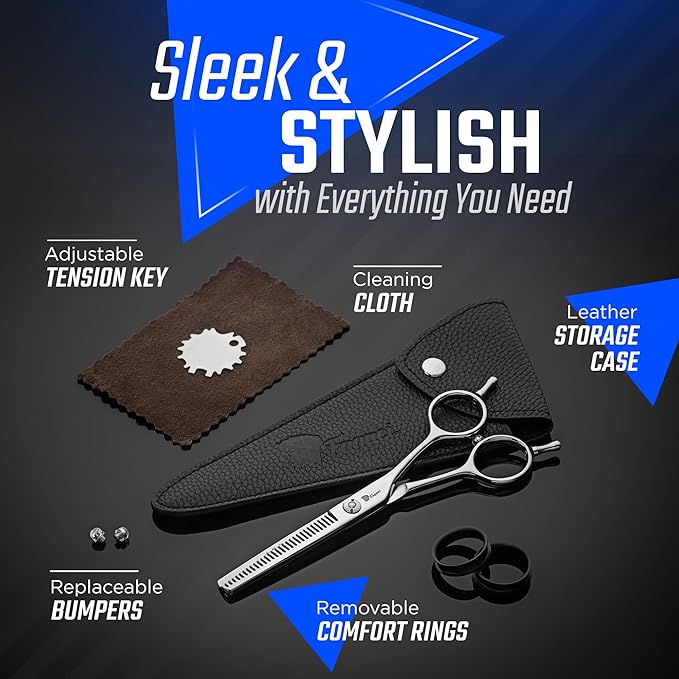 Fagaci Hair Thinning Scissors 6" with 440C Steel, Extreme Sharpness & Precise Cuts Texturizing Shears, Barber Thinning Shears, Hair Cutting for Women & Men, Slim Blades Texturizing Scissors