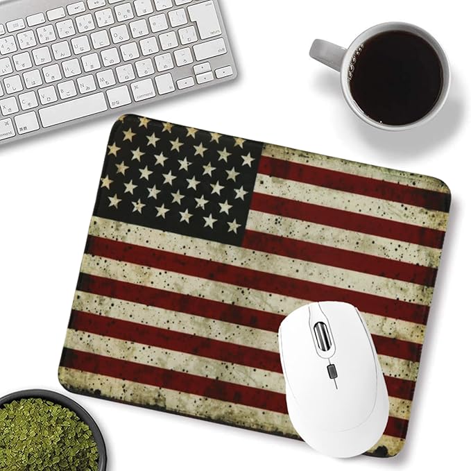 USA National Flag Gaming Mouse Pad, Large Mouse Pad for Desk Mat XL Mousepad, Stitched Edges Non-Slip Rubber Base Mouse Pads for Computers Laptop (USA Flag-Small-White)