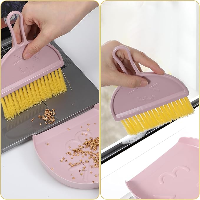 Ouligay Small Dustpan and Brush Set Mini Handheld Broom and Dustpan Set Portable for Home, Sofas, Kitchen countertops, Storage Shelves, Office desks, bathrooms, and pet Areas