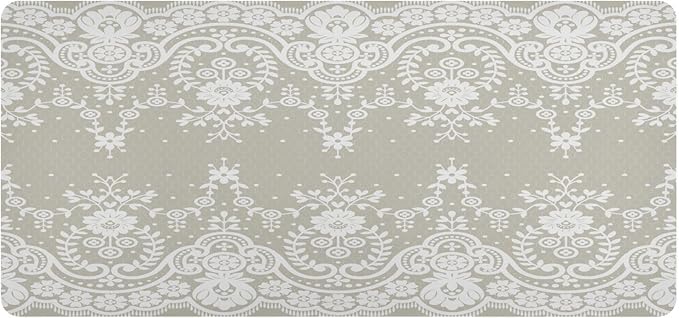 Mouse Pad Desk Mat Leather Desk Pad Large Gaming Desk Cover Protector Mat for Keyboard Computer Laptop Office Waterproof 35.4 x 16.5 Inch Lace Flowers Beige