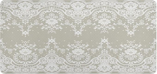 Mouse Pad Desk Mat Leather Desk Pad Large Gaming Desk Cover Protector Mat for Keyboard Computer Laptop Office Waterproof 47.2 x 23.6 Inch Lace Flowers Beige