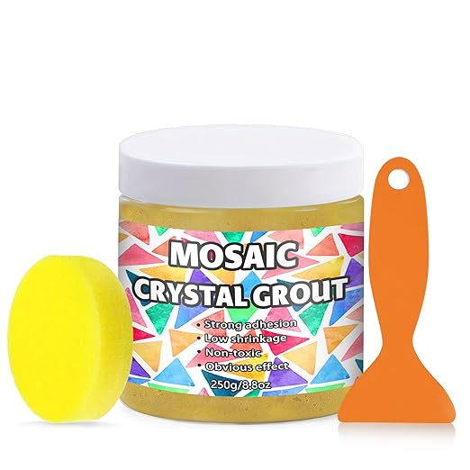 OOTDART Mosaic Crystal Grout, Mosaics Tile Tools, Mosaic Tile Accessories – Essential for Handmade Grouting and Perfect for DIY Craft Projects (Yellow, 8.8oz)