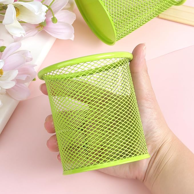 Tamaki Pen Holder Cup for Desk, Wire Mesh Pencil Cup Holder for Desk Office Pen Organizer (Green)