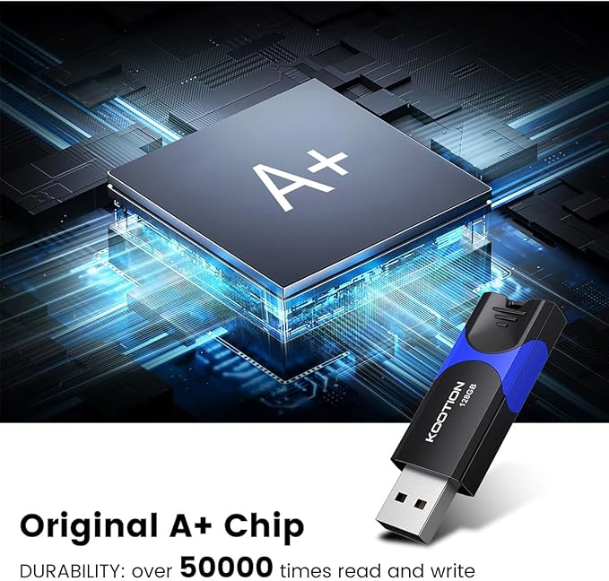 KOOTION 128GB Flash Drive 3 Pack USB Flash Drives Multicolor USB Drive Retractable Thumb Drive USB 2.0 Flash Drive Zip Drives High Speed Jump Drives with LED Indicator - 3Pack (Red, Green, Blue)