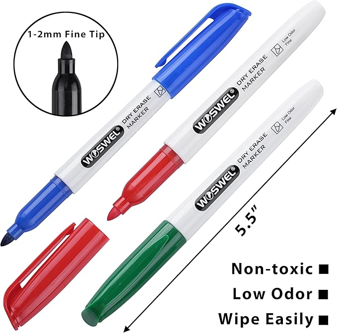 Fine Tip Dry Erase Markers 76 Pack 4 Assorted Colors(Black,Blue,Green,Red) Low Odor Whiteboard Erasable Markers Bulk for Kids Adults,Ideal for Classroom School Office Home,Non-Toxic Easy Clean