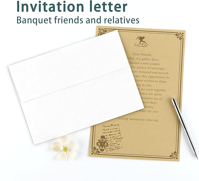 50 Pack 5x7 Envelopes, A7 White Envelopes Self Seal, Printable Envelopes for Invitation, Baby Shower, Birthday Party, Wedding, Postcards, Mailing, Greeting Cards