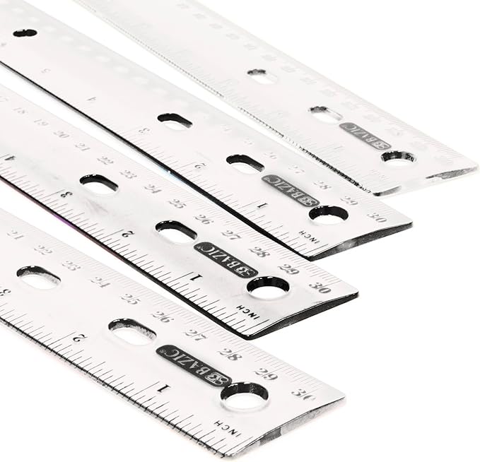 BAZIC Plastic Clear Rulers 12 inch (30cm), Inches Centimeter Metric Ruler Measuring Long Ruler, Straight Edge Ruler for Students School Supplies, 288-Pack