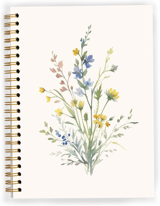JWVK Vintage Wild Flower Spiral Notebook, Rustic Floral Botanical Notebooks for Note Taking, Cottagecore Wildflower Journal for Writing, Aesthetic Journal Journaling, 5.5x8.3 Inch