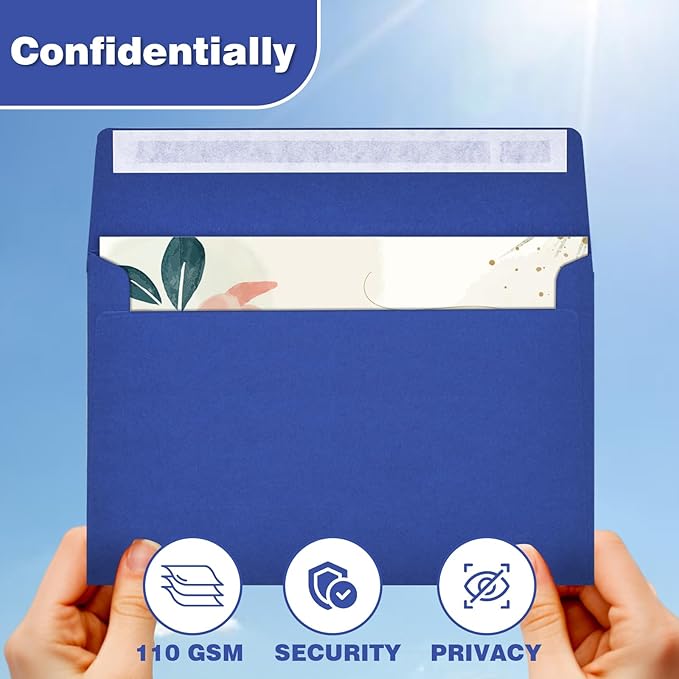 5-3/4 x 8-3/4 Inches A9 Blank Invitation Envelopes 50 Pack - Blue Self Seal Envelopes for Invites, Greeting Cards, Stationery & Mailing (Peel & Seal)