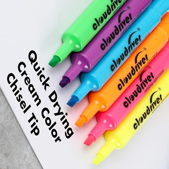 cloudriver Highlighters Bulk Pack of 72, Assorted Color, Chisel Point, Quick Drying Ink, Highlighters Suitable For Classroom, Office And Shop