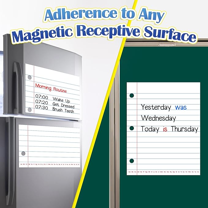 Aizweb Giant Magnetic Notebook Paper,Dry Erase Handwriting Lined for Classroom Whiteboard Accessories, Chart Paper Teacher Must Have Homeschool Teaching Supplies,Teacher Essential,17" x 21.5"