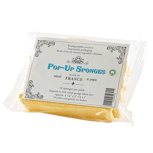 Get - BIOSPG12 French Pop Up Kitchen/Dish Sponge (Pack of 12), Tan , 4" x 3" x 1"