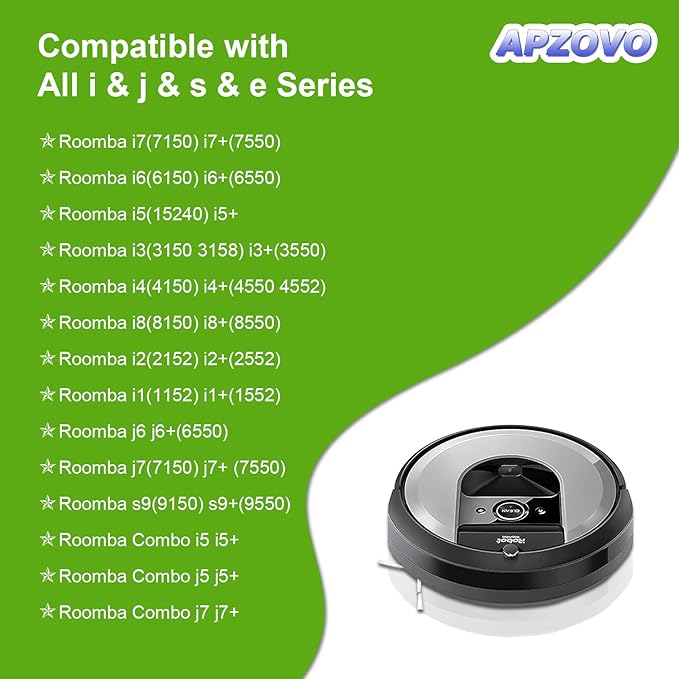 APZOVO 24 Pack Vacuum Bags for iRobot Roomba i7, i7+, i8, i8+, i3, i3+, i4, i4+, i5, i5+ i6, i6+, j5, j5+, j6, j6+, j7, j7+, j8, j8+, j9, j9+, s9, s9+, Replacement Bag for Roomba i & s & j Series