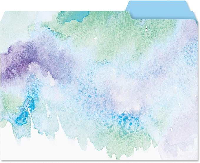 Current Brushstrokes File Folders Value Pack - Bulk Set of 24, 6 Pretty Decorative Designs, 1/3 Cut Tabs, Heavy-Duty Paper Stock, Office Supplies for Home & Work, 9-½” x 11-¾” Letter Size