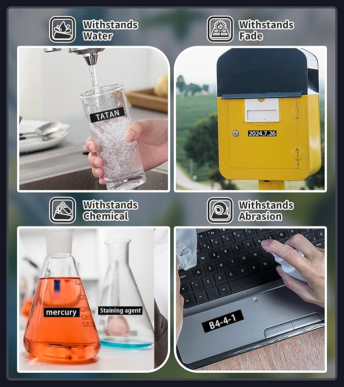 Tze 12mm 0.47 Inch Laminated White on Black Compatible with P Touch Label Tape TZ TZe-335 TZe335 Refills for Ptouch PT-H110 D200 D210 D220 D400 PT-D600 Label Maker, 3-Pack