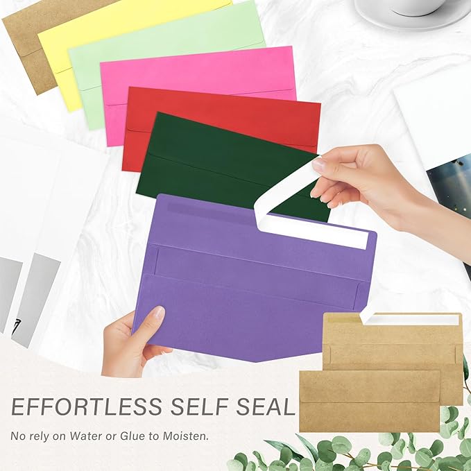 200 Pack #10 Business Envelopes, Self Seal Standard Kraft Envelopes for Secure Business & Legal Mailing, Office, Checks, Letter, Invoices, 4 1/8 x 9 1/2 Inches