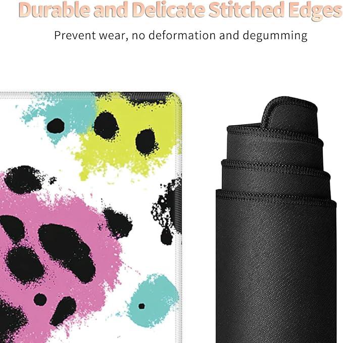 Desk Mat Large Gaming Mouse Pad (31.5x11.8 inch) with Stitched Edges, XL Mouse Pad +Coaster, Extended Mouse Mat Keybroad Mousepad Non-Slip Rubber for Gamer Men Women, Color Leopards