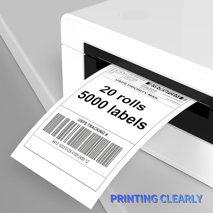 FungLam 4"X6" Thermal Shipping Labels, 5000 Labels, 20 Rolls, Compatible with Rollo, Munbyn, iDPRT Thermal Printers