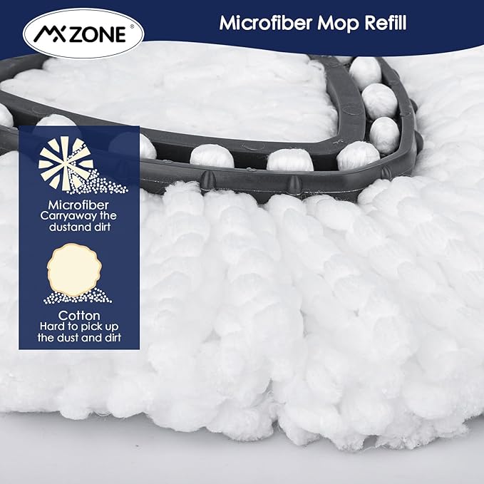 Spin Mop Head Replacement Base Handle Compatible with O Cedar EasyWring 1-Tank System, 4 Mop Replace Heads, 1 Mop Handle, 1 Mop Base and 1 Mop Base Scrub Brush Combo Set