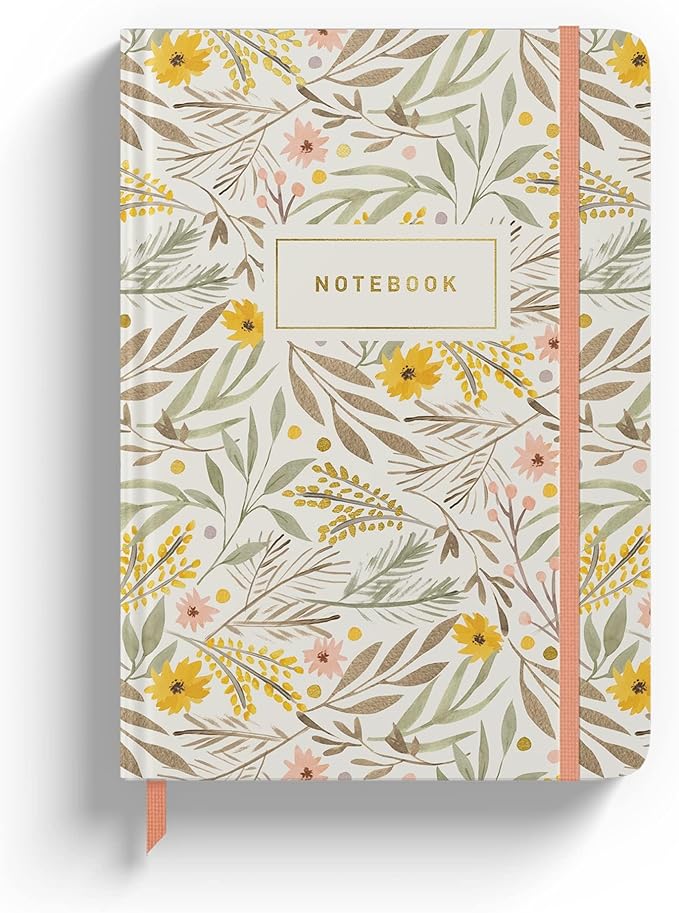 Rileys & Co Notebook Journal for Writing 8 x 6 Inches, Hardcover Daily Journaling Diary - 240 Lined Pages - Compact Notebook for Women, Men, Kids, Work and Travel (Floral)