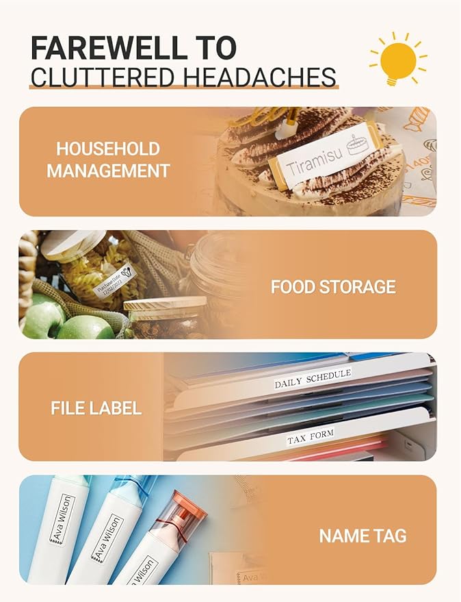 MakeID E1 Q1 Label Maker Tape Refills, 12 x 35mm (0.47" x 1.38') Die-Cut Sticker Thermal Laminated Waterproof Self-Adhesive Multipurpose Labeling Tape Replacement