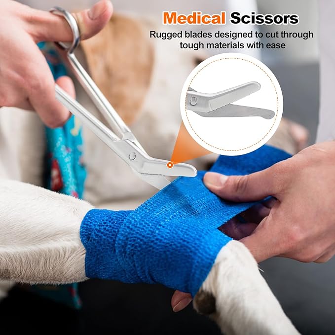 Lister Bandage Scissors Veterinary, 4.3" Trauma Shears, Stainless Steel Medical Scissors, with Curved and Blunt-end Design, Easy to Cut Bandage, Ideal for EMTs, Veterinarians, Paramedics and Nurses