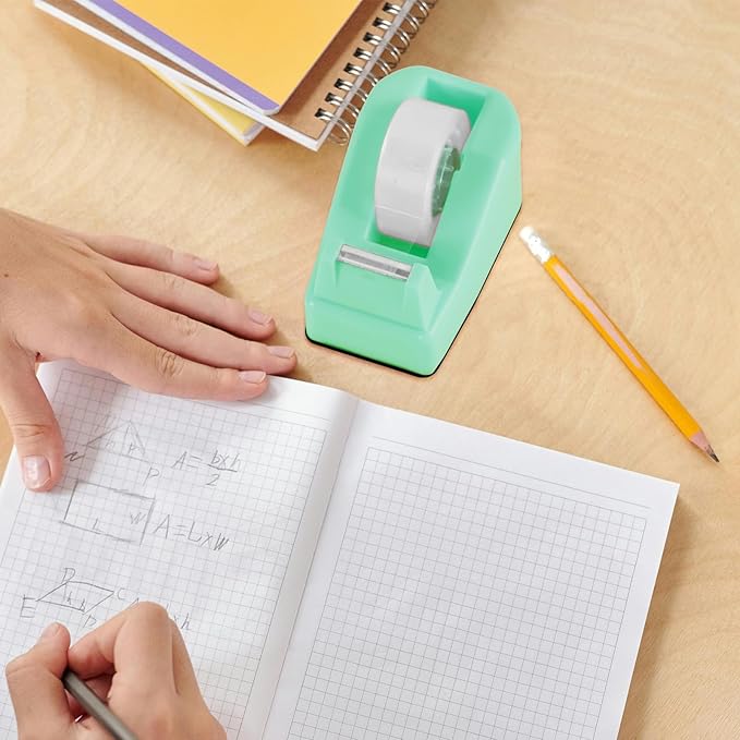 Desktop Tape Dispenser Green with Weighted Nonskid Base - Includes 6 Rolls of Transparent Tape (0.71 Inch x 1000 inches Each)