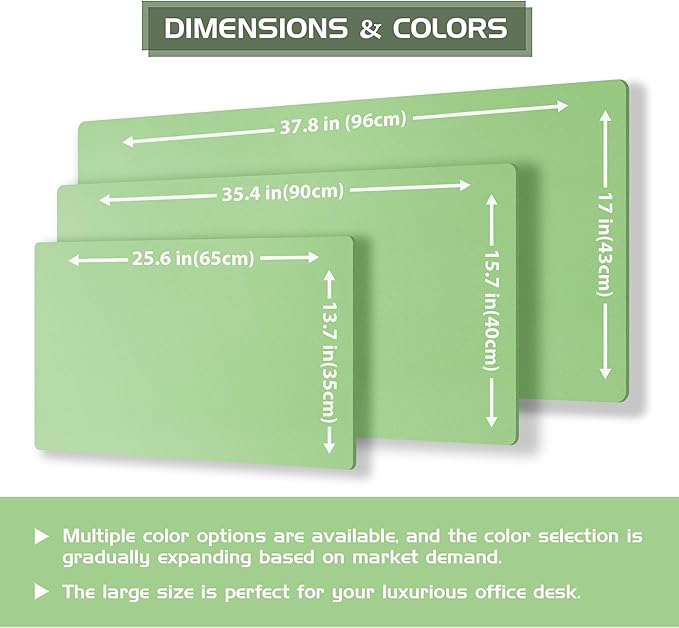 Aothia Double-Sided Desk Pad, 37.8"x17" Leather Desk Mat, Eco Cork Desk Pad Protector,Large Mouse Pad,Waterproof Desk Blotter for Office/Home(Light Green)