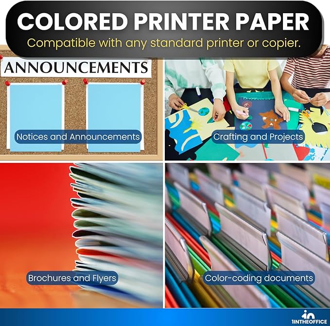 1InTheOffice Blue Copy Paper, Printer Paper, Colored Copy, 20 lbs., 8.5" x 11", 500 Pack