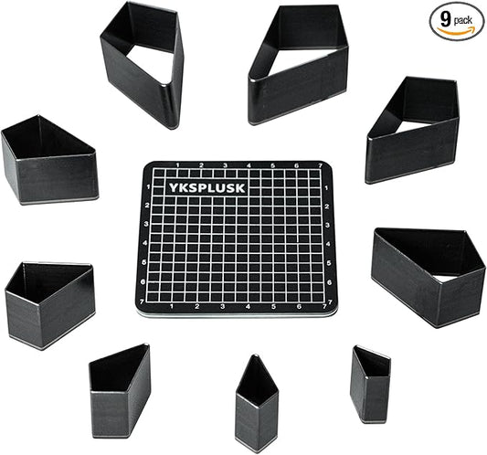 Leather Hole Cutter Set, 9 Sizes Diamond Shaped Cutting Dies Cutter Tools 20 25 30 35 40 45 50 55 60mm, Leather Cutter Hollow Hole Punch Tool Kit for DIY Leathercrafts