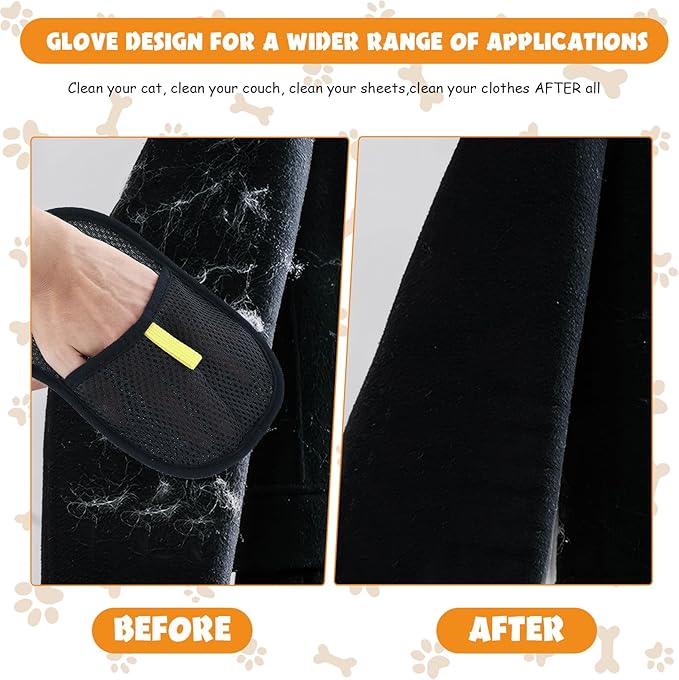 KURTOPLLY 6 Pcs Pet Double Sided Grooming Gloves,Static Removal Gloves for Pet Hair,Multi-Function,For Washing,Hair Removal,Beauty,Bed Sheets,Sofa,Clothes,Suitable for Cats and Dogs