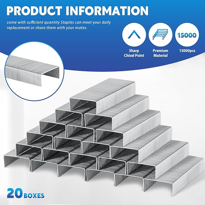 Sherr 20 Pack Mini Staplers Bulk with 15000 Nail, Office Staplers for Desk 25 Sheet Capacity, Hand Held Desk Students Teachers Supplies for School Office Business Non Slip Base Black