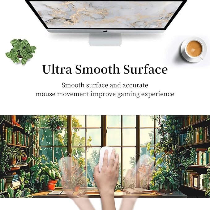 Plants Lovers Gaming Mouse Mat Extended Large XL Mouse Pad Desk Mat Non-Slip Rubber Mice Pads Stitched Edges for Office and Home,31.5 X 11.8 X 0.12 Inches