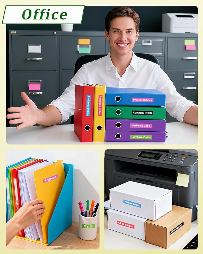 RAEMALL Compatible with Brother Label Tape TZe335 TZe435 TZe535 TZeMQG35 TZeMQP35 TZe TZ Tape, 12mm 0.47 Inch Laminated White on Color Compatible with Brother P Touch Label Maker PT-D210 H110