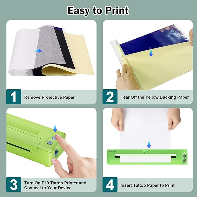 Bagana Tattoo Transfer Printer Thermal Bluetooth Wireless Temporary Tattoo Stencil Printer Machine Kit for Tattoo Artists & Beginners