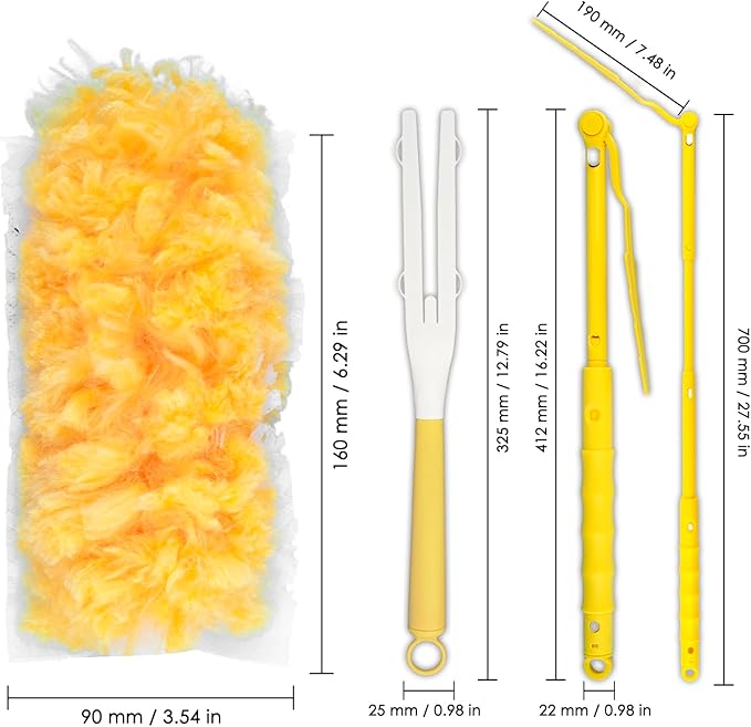 30 Count Feather Duster Refills for Swiffer Dusters Handle, 360 Degree Multi-Surface Duster Refill Kit with 1 Extended Handle and 1 Short Handle, Disposable Dust Removal Brush Heads for Electronics