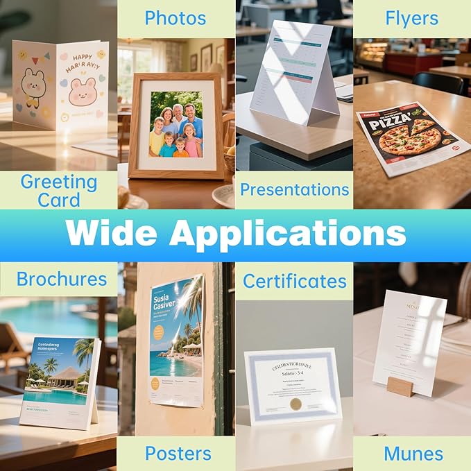 Uinkit Double Sided Photo Paper Glossy 40 sheets 8.5x11 54lbs Inkjet for Dye Ink 200Gsm Picture 8.5 x 11 9.5Mil for Inkjet Printing Printer