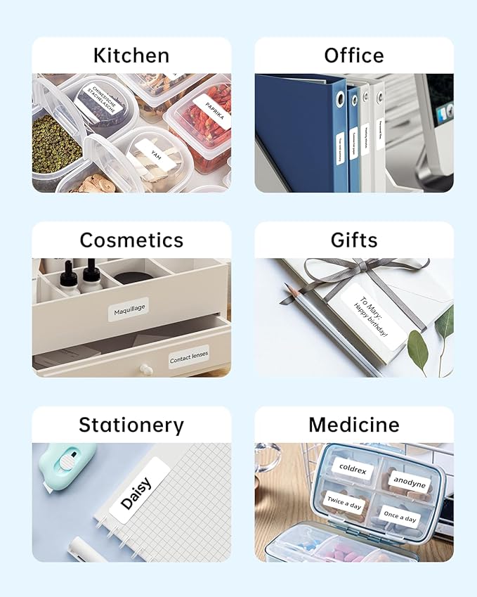 NIIMBOT D11 D110 Label Maker Tape Adhesive White Label Paper Compatible for NIIMBOT D11 D110 Label Printer (SEA)