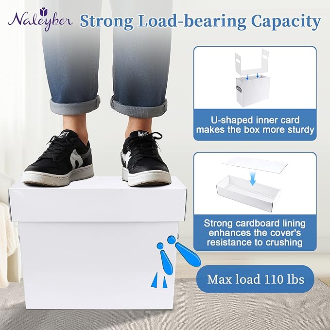 File Organizer Box with Lid, Collapsible Hanging File Folder Storage Boxes for Documents, Portable Filing Organizer for Office, Home, Classroom(White, 2 Pack)