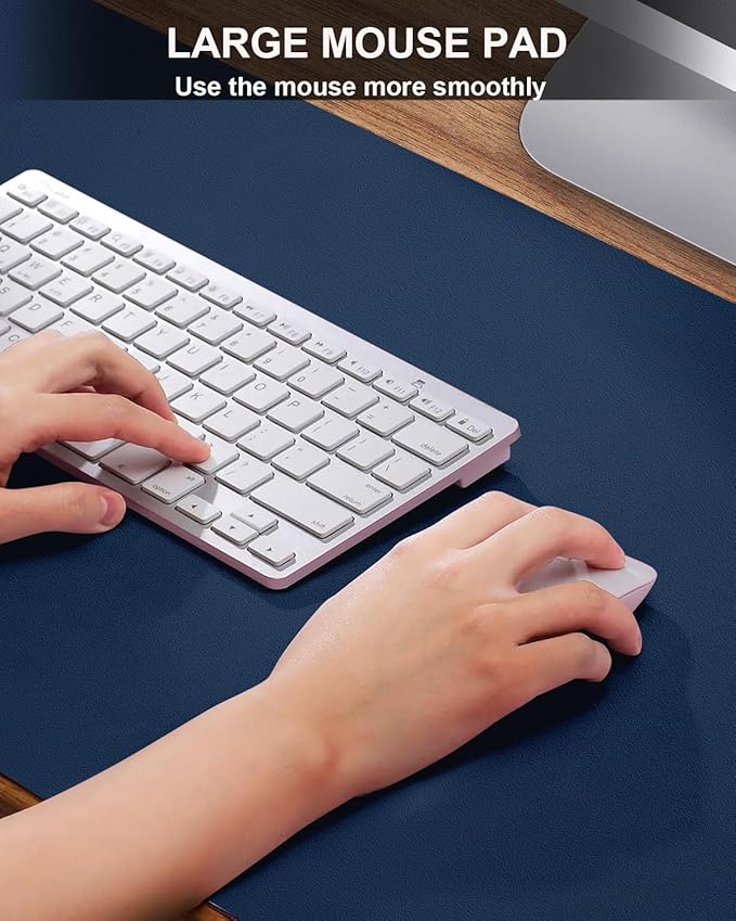 Leather Desk Pad Protector, Large Desk Mat, Mouse Pad, Non-Slip PU Leather Desk Blotter,Desk Cover mat,Desk mat for Keyboard and Mouse,Mat for Office&Home (Midnight Blue, 48" x 17")