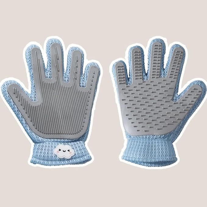 Guilinyuheng Pet Hair Remover Glove for Dogs & Cats | Upgraded Reusable 5-Finger | Gentle Deshedding Grooming Brush | Pet Hair Removal Tool for Furniture, Couch, Carpet, Car Seats | Sky Blue, 1 Count