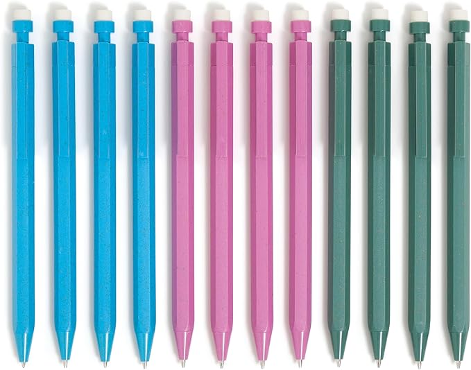 U Brands U-Eco Recycled Mechanical Pencil Set, Bulk Mechanical Pencils 0.7mm, Speckled Brights, Medium Lead, School Supplies, 12 Pack (6591U)