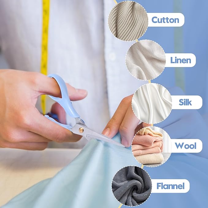 Honagu Professional Scissors - Stainless Steel Precision Blades, Non-Slip Ergonomic Handles for Crafting, Office, Fabric & DIY Projects (Blue)