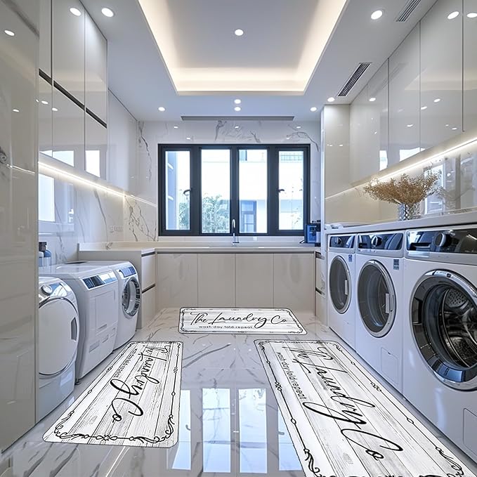 Laundry Room Rug Runner 20"X59" Non Slip Farmhouse Mats Organization and Washable Floor Long Rugs for Laundry Room Accessories Mudroom Kitchen Bathroom Area Rugs Decor