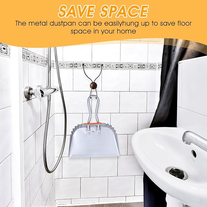 4 Pack Heavy Duty Metal Dustpan Large Wide Dust Pans for Household Handheld Wide Scooper and Debris Cleaning Tool Ideal for Home and Commercial Use(Grey,12 Inch)