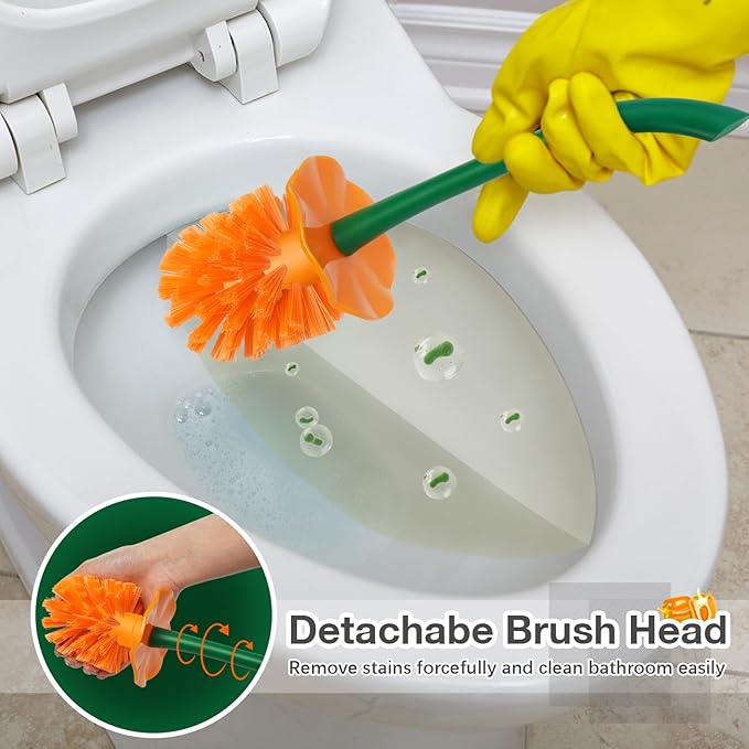 ADNIKIA Toilet Brush Bell Pepper, Toilet Bowl Brush and Holder, Sweet Pepper Toilet Cleaner Brush, Bathroom Chili Pepper Fruit Toilet Brush for Deeply Cleaning, Hot Pepper Toilet Brush Set