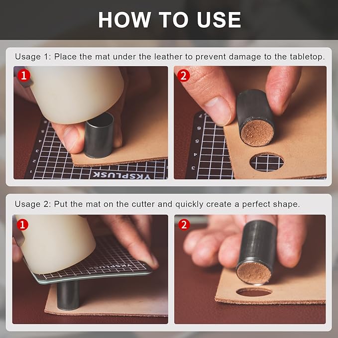 Leather Circle Cutter Tool Set, 31 Pieces Circle Punch Tools 1-25mm 30 35 40 45 50 55mm, High Carbon Steel Round Leather Cutting Dies - Hole Punch Tool Kit for DIY Crafts