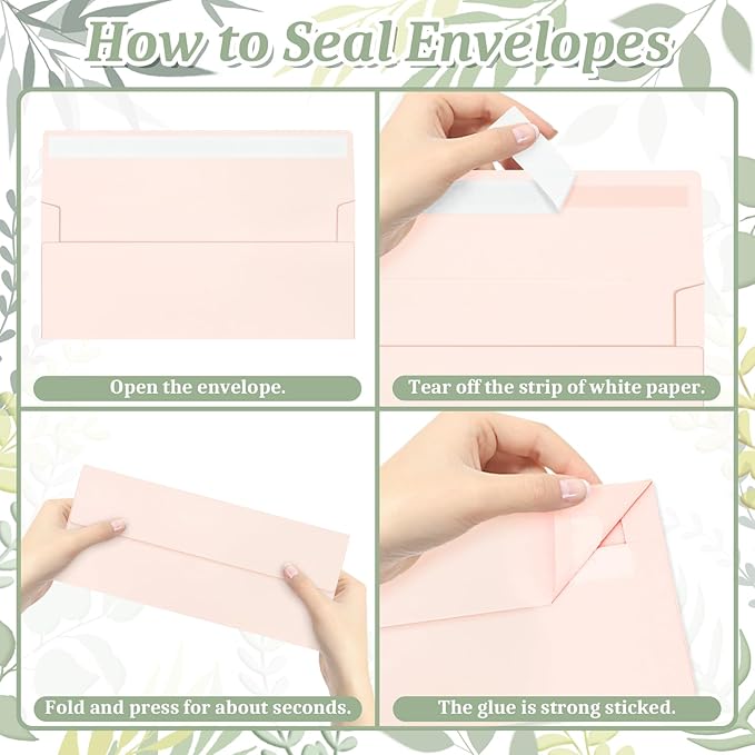 200 Light Pink #10 Business Envelopes, Self Seal Standard Envelopes, Windowless Business Mailing Envelopes for Office, Checks, Letters, Invoices, Statements, Wedding, 4-1/8 x 9-1/2 inch